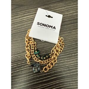 6/$25 NWT Sonoma Goods For Life Gold Tone Blue & Abalone Charm Bracelet Trio Set